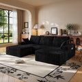 108' U-Shape Modular Sectional Cloud Couch with Ottoman, Deep Seat Boneless Couch with Oversized Chaise Lounge, Comfy Flannel Fabric Sofa for for Living Room Bedroom Apartment Game Room Basement