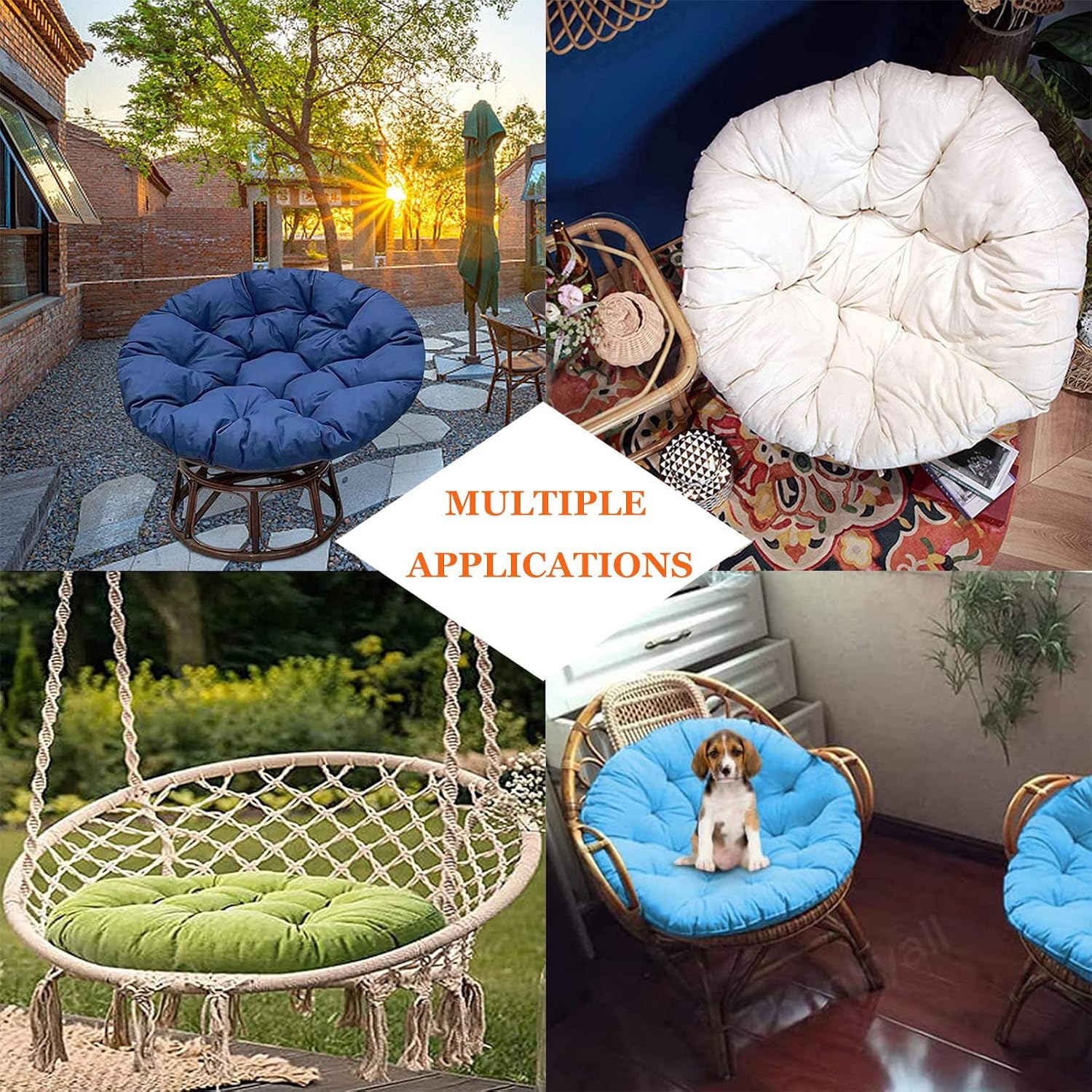 Papasan Egg Chair Cushion Replacement Outdoor 110x110cm, Egg Swing Cushion Outdoor, Hanging Basket Chair Cushions, Removable and Washable, for Outdoor Patio Garden