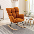 Setawix Teddy Rocking Chair with High Back,Leisure Rocking Armchair for Nursery,Mid Century Modern Rocker Glider Arm Chair for Living Room,Adults,Kids,Tufted with Solid Wood Legs