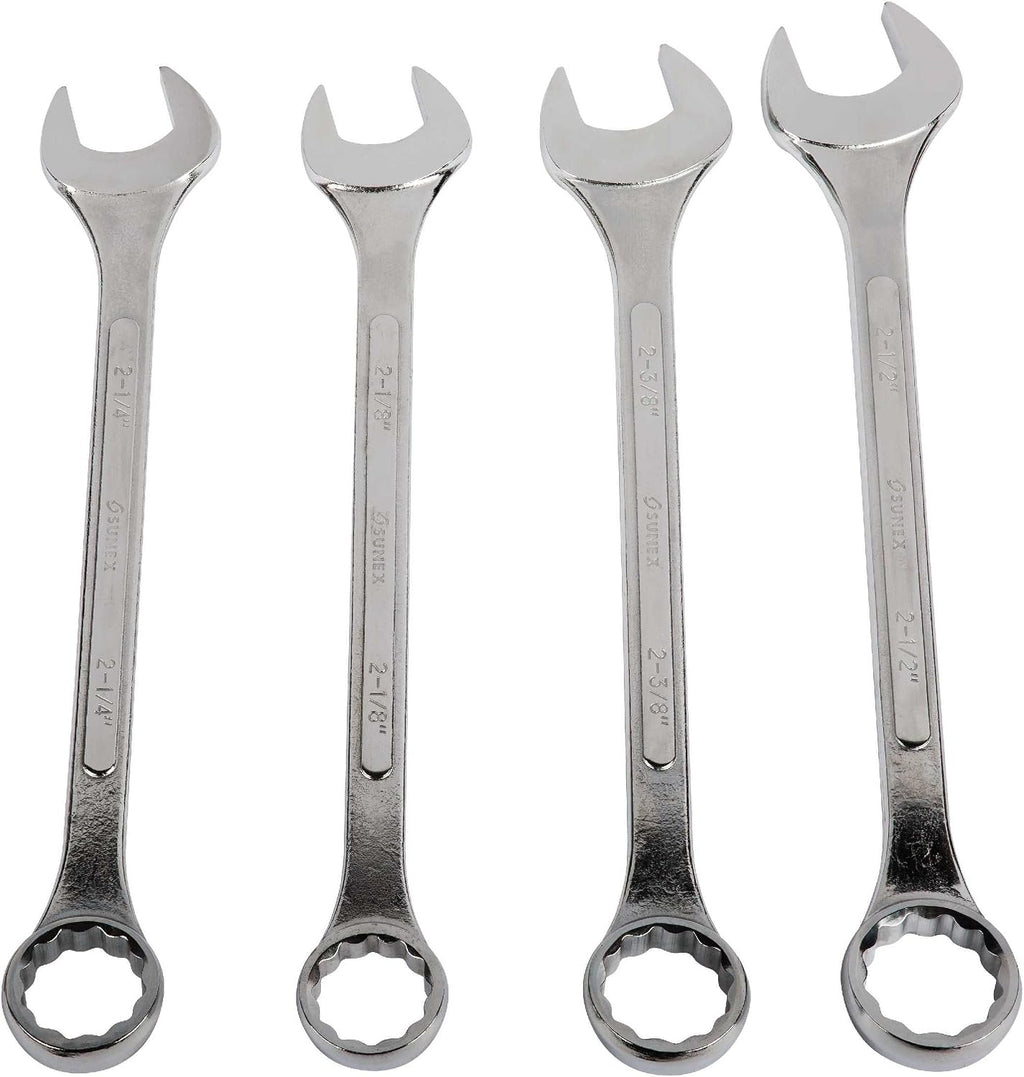 SUNEX TOOLS 9604 Super Jumbo SAE Combination Wrench Set, 4-Piece, Silver
