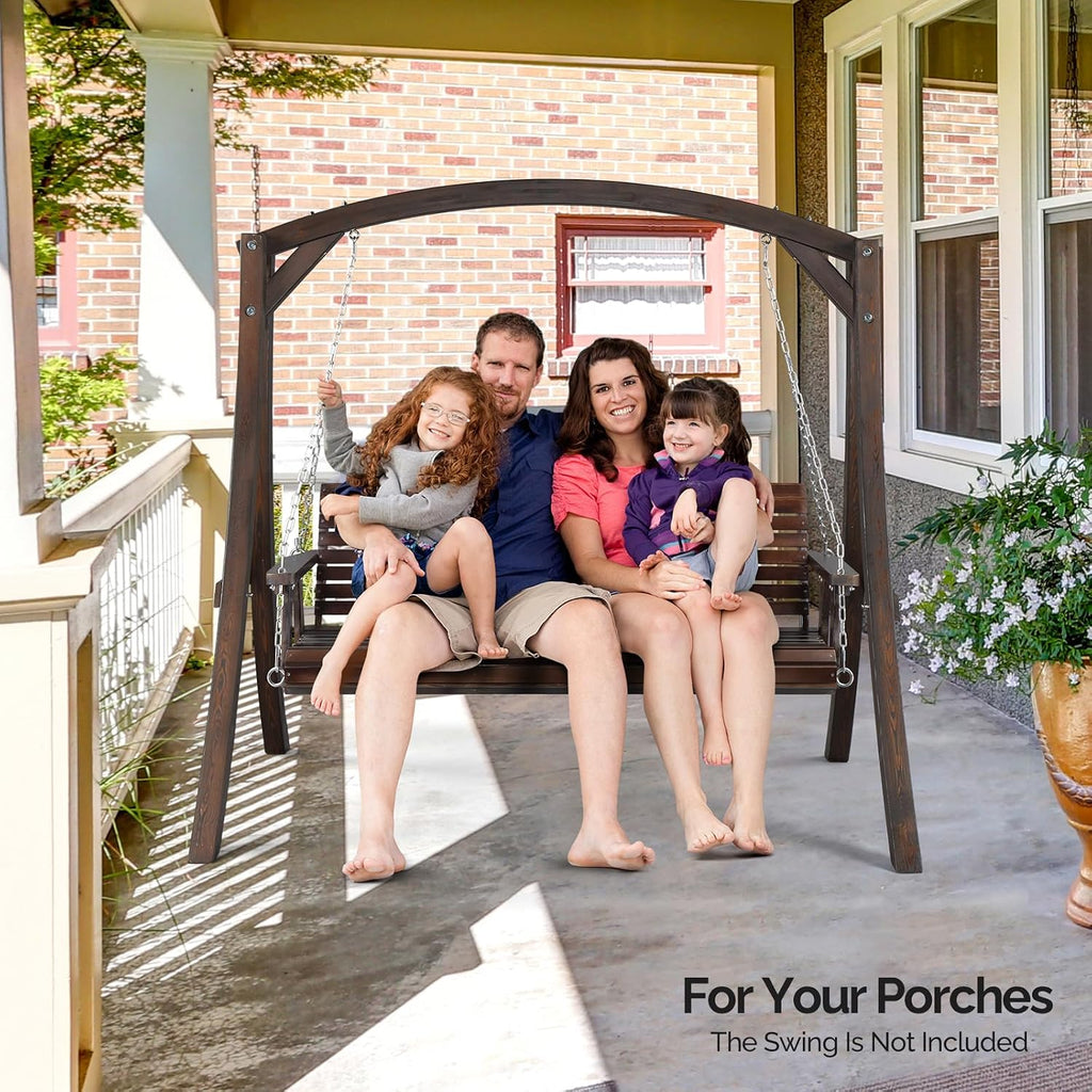 VINGLI 6.7FT Porch Swing Frame, 1000LBS Heavy Duty A-Frame Wooden Porch Swing Stand with Curved Arc Top for 5FT Porch Swing, Large Swing Hanger for Garden, Patio, Backyard & Indoor, Rustic