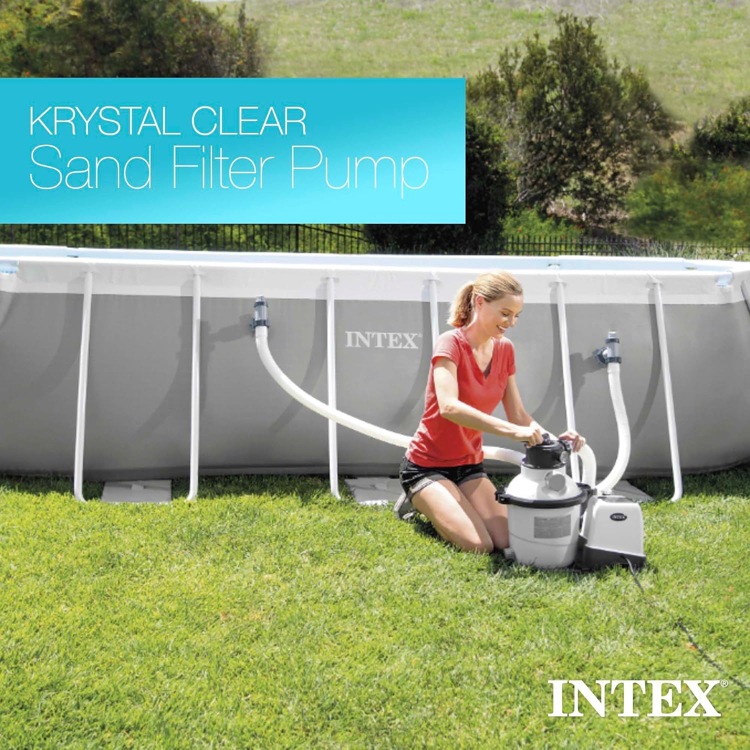 Intex 2800 GPH Pool Sand Filter Pump with Krystal Clear Saltwater System and Automatic Timer for Above Ground Swimming Pools, Black