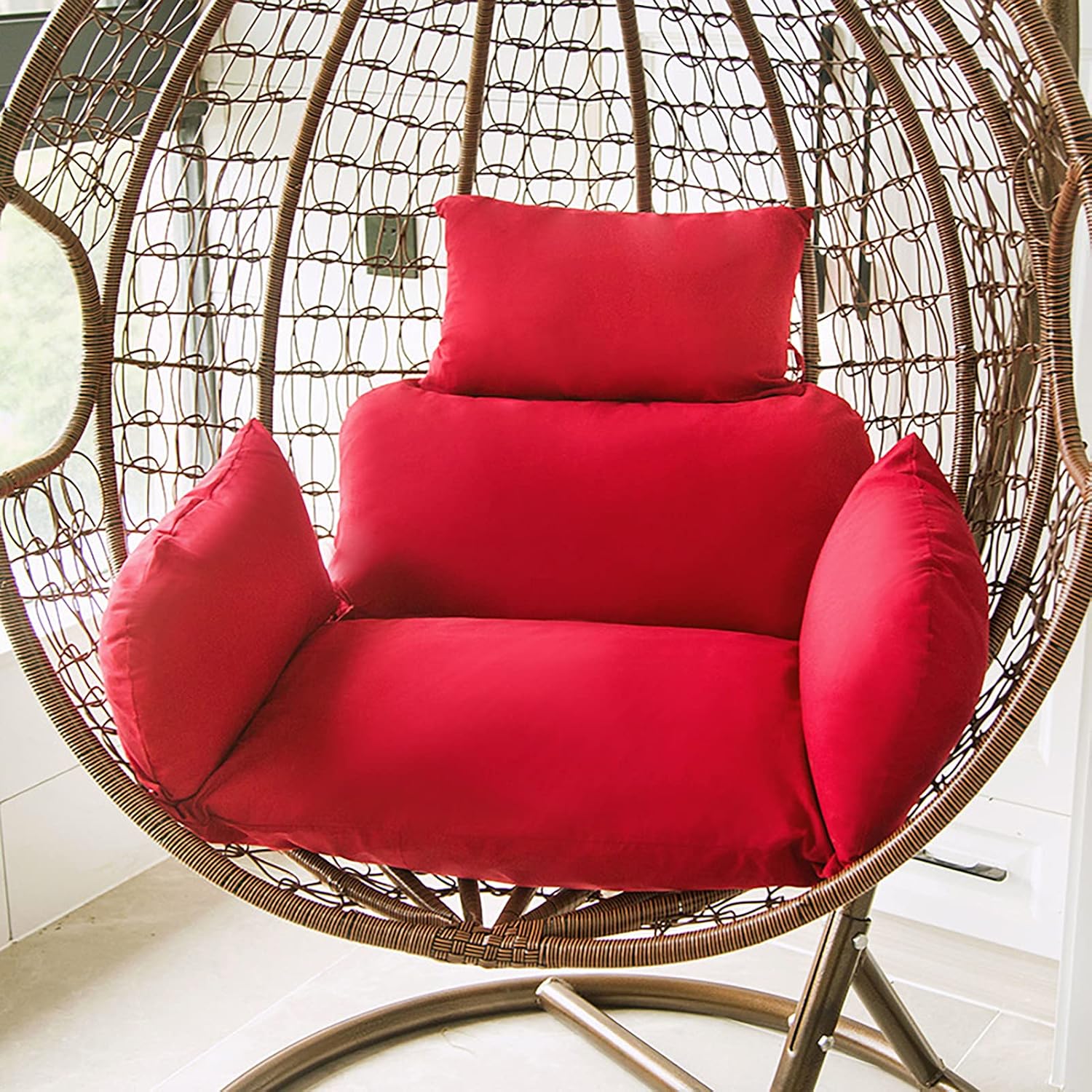 HUHJYUGE Egg Chair Cushion Replacement, Hanging Chair Cushion Only, Swing Cushion Outdoor, with Headrest, Zipper, Detachable, Skin-Friendly, Comfy, for Patio Garden