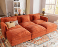ELUCHANG 113' Luxury Modular Sectional Sofa, Comfy Deep Seat Cloud Couch, Sleeper Sofa Bed, 6 Seat Modern Couch with Removable Cover for Living Room, Apartment, DIY Combination, Chenille Terracotta