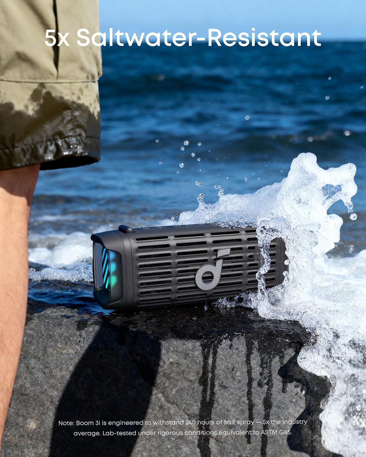 Soundcore Boom 3i by Anker, Compact Outdoor Speaker, IP68 Waterproof, Floating Playback, Saltwater-Resistant, BassUp 2.0, 50W Portable Speaker, Bluetooth 5.3, 16H, TWS, Kayak/Fishing/Camping