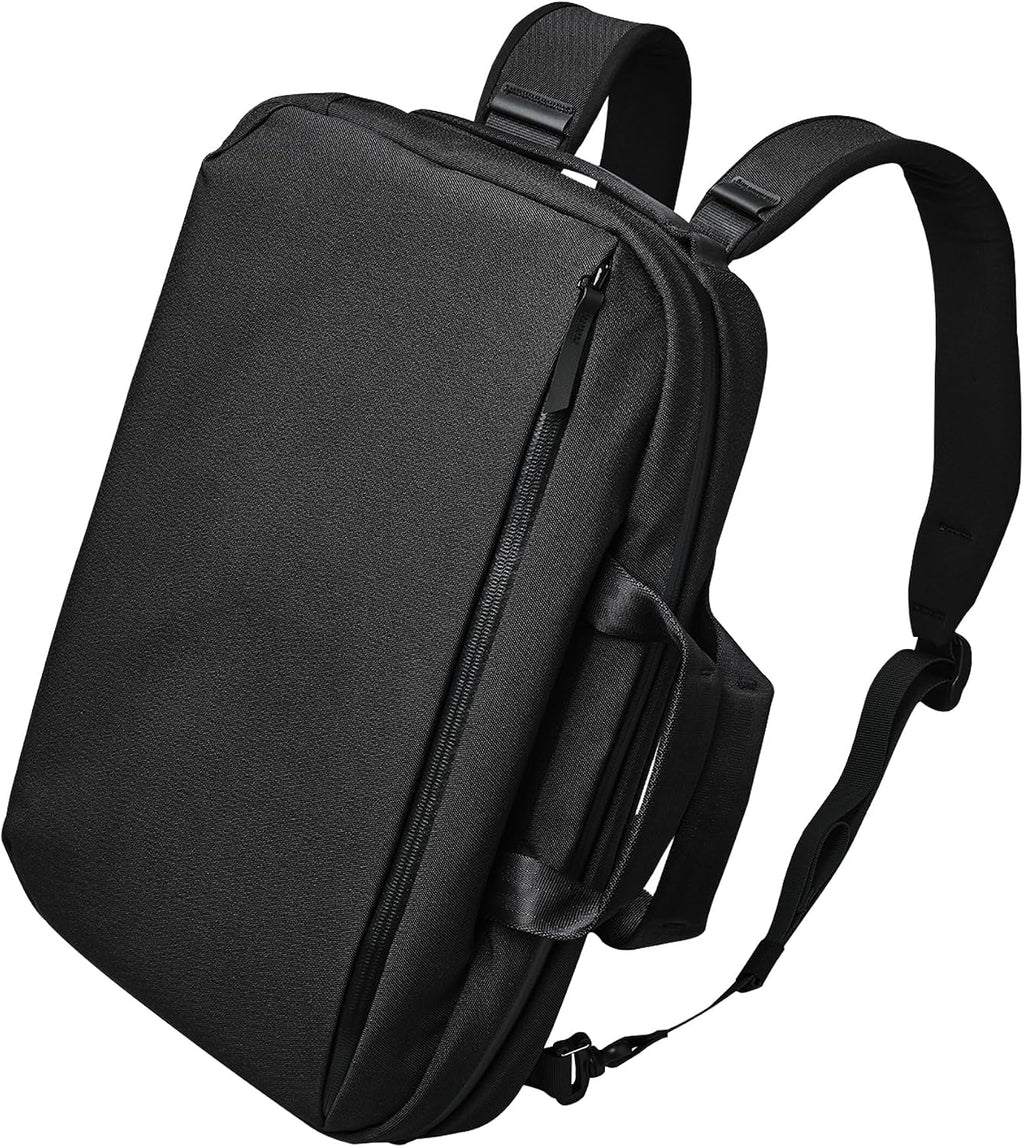 ALPAKA Elements Tech Brief Pro 12L -3-in-1 Recycled Fabric Laptop Briefcase Backpack for 16' Laptop, Anti-Theft Secure with Luggage Pass-Through, Water-Resistant, Fits Tech & Business Essentials,Black