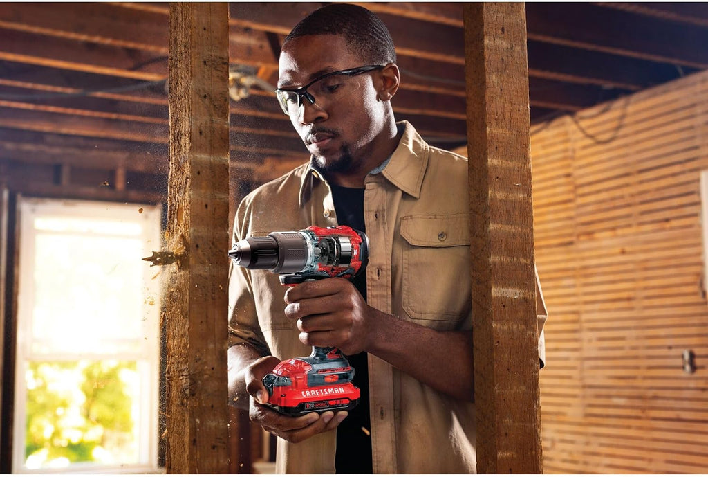 CRAFTSMAN V20 Cordless Hammer Drill Kit, 1/2 inch, 2 Batteries and Charger Included (CMCD732D2)
