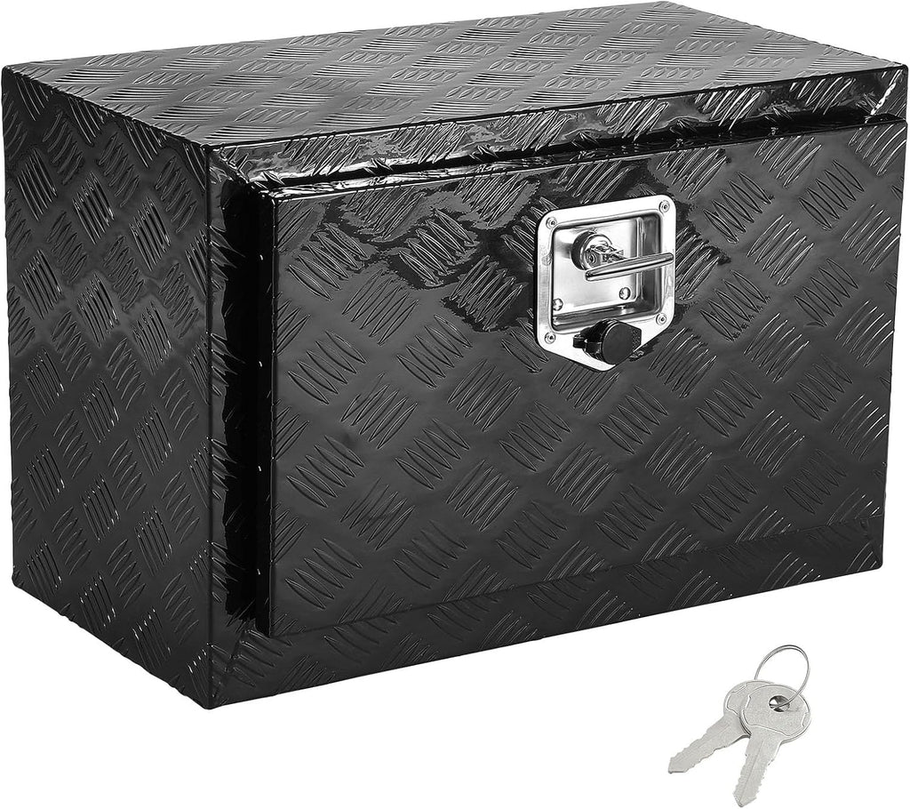VEVOR Underbody Truck Box, 24' x 17' x 18', Heavy Duty Aluminum Diamond Plate Tool Box with Lock and Keys, Waterproof Trailer Storage Box with T-Handle Latch for Truck, Van, Trailer