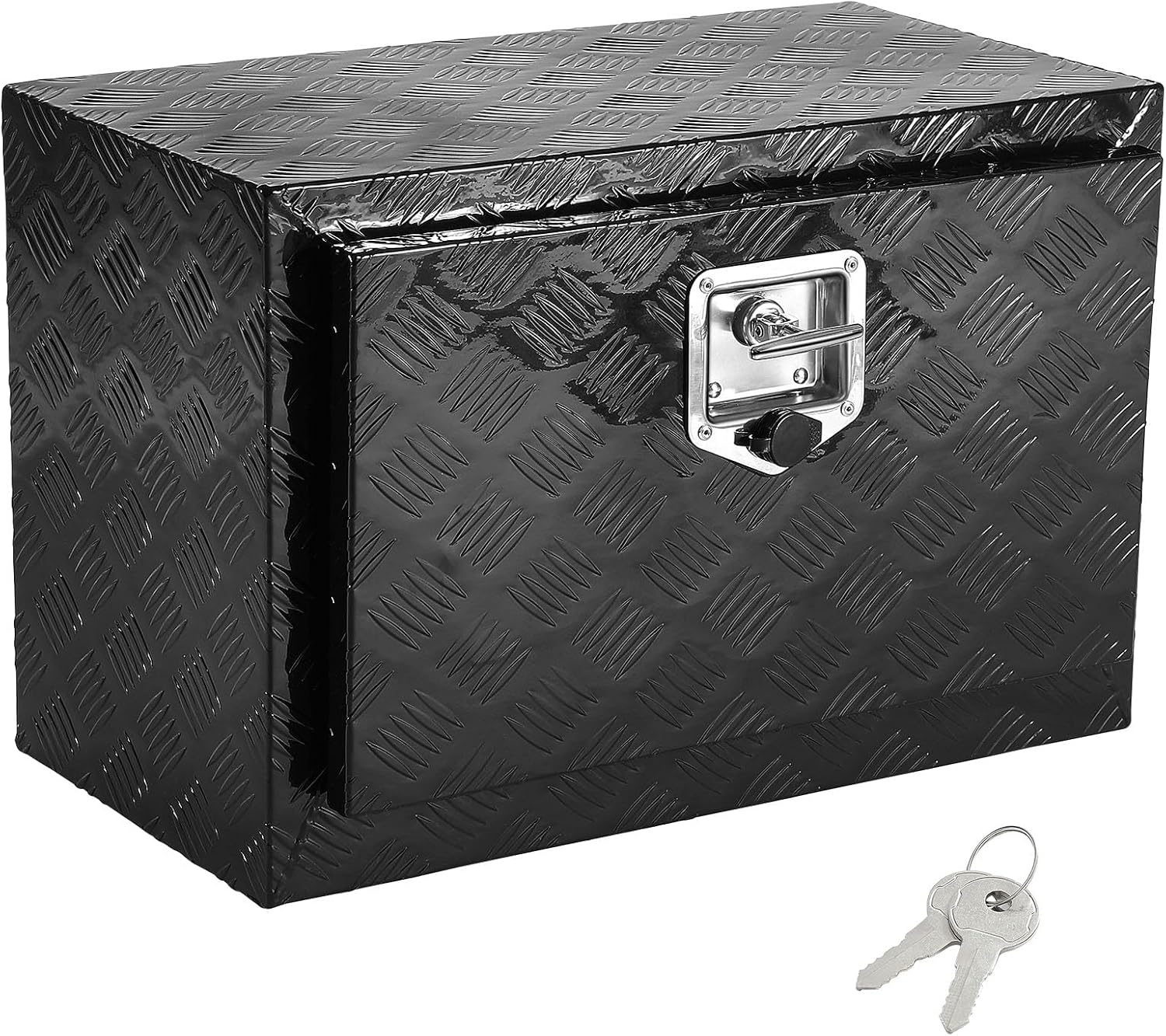 VEVOR Underbody Truck Box, 24' x 17' x 18', Heavy Duty Aluminum Diamond Plate Tool Box with Lock and Keys, Waterproof Trailer Storage Box with T-Handle Latch for Truck, Van, Trailer