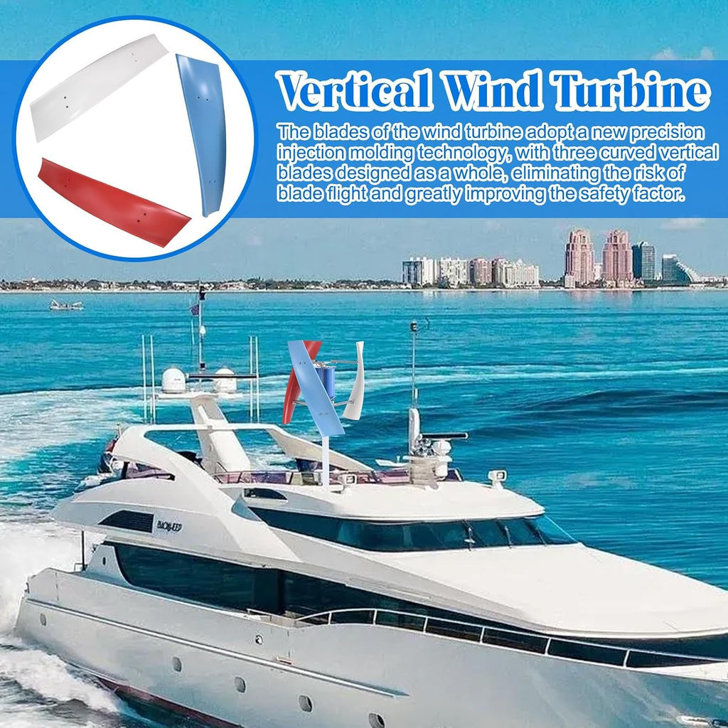 Vertical Wind Turbine | 3 Leaves Wind Powered Generator 3000W - AC Permanent Magnet Generator Kit for Home, RVs, Boats, Terraces, Cabins