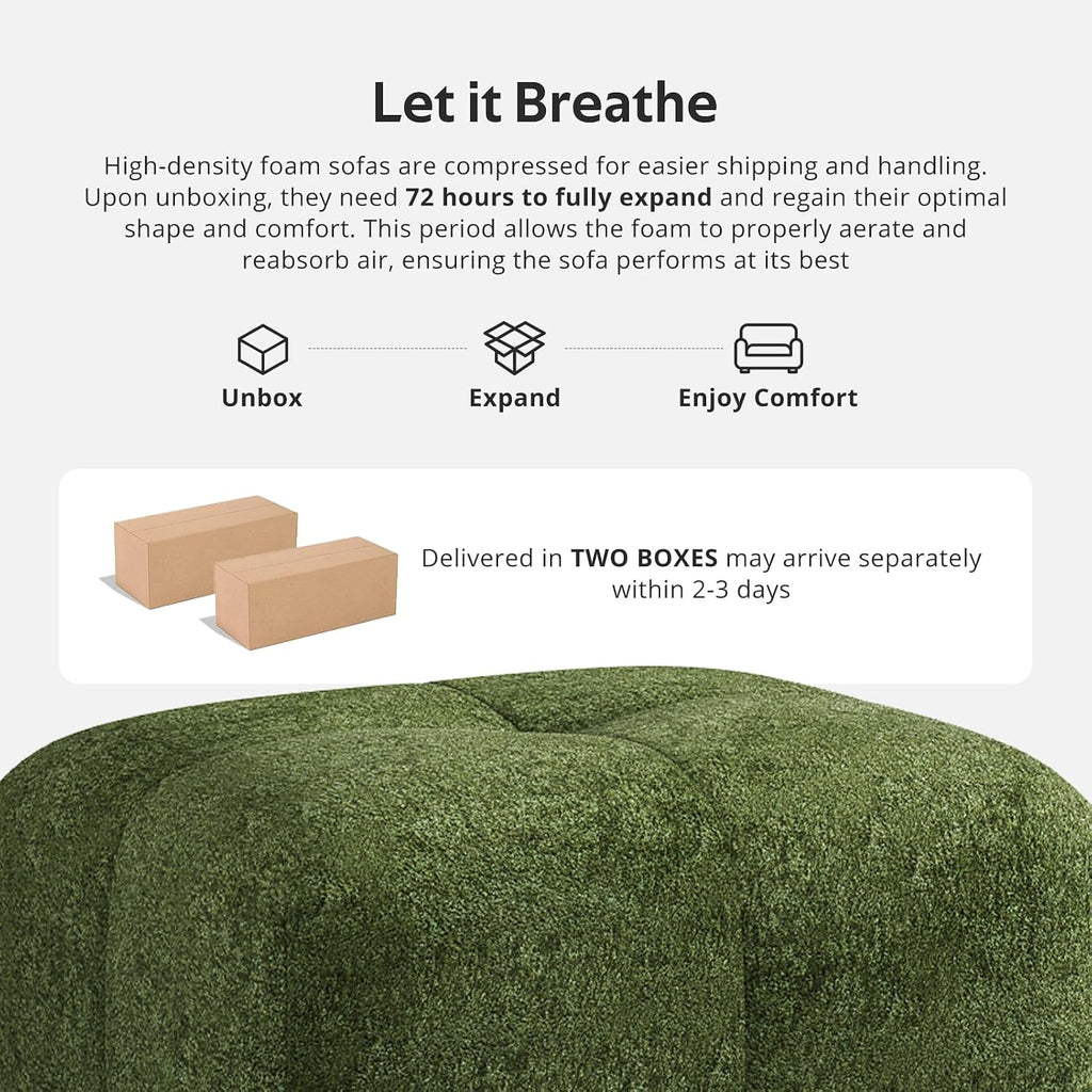 118'' Modern L-Shaped Modular Sectional Sofa for Living Room，Oversized 3-Seater Couch with Deep Seat and Movable Ottoman – No Assembly,Comfortable Chenille Fabric Boneless Sofa (Dark Green)