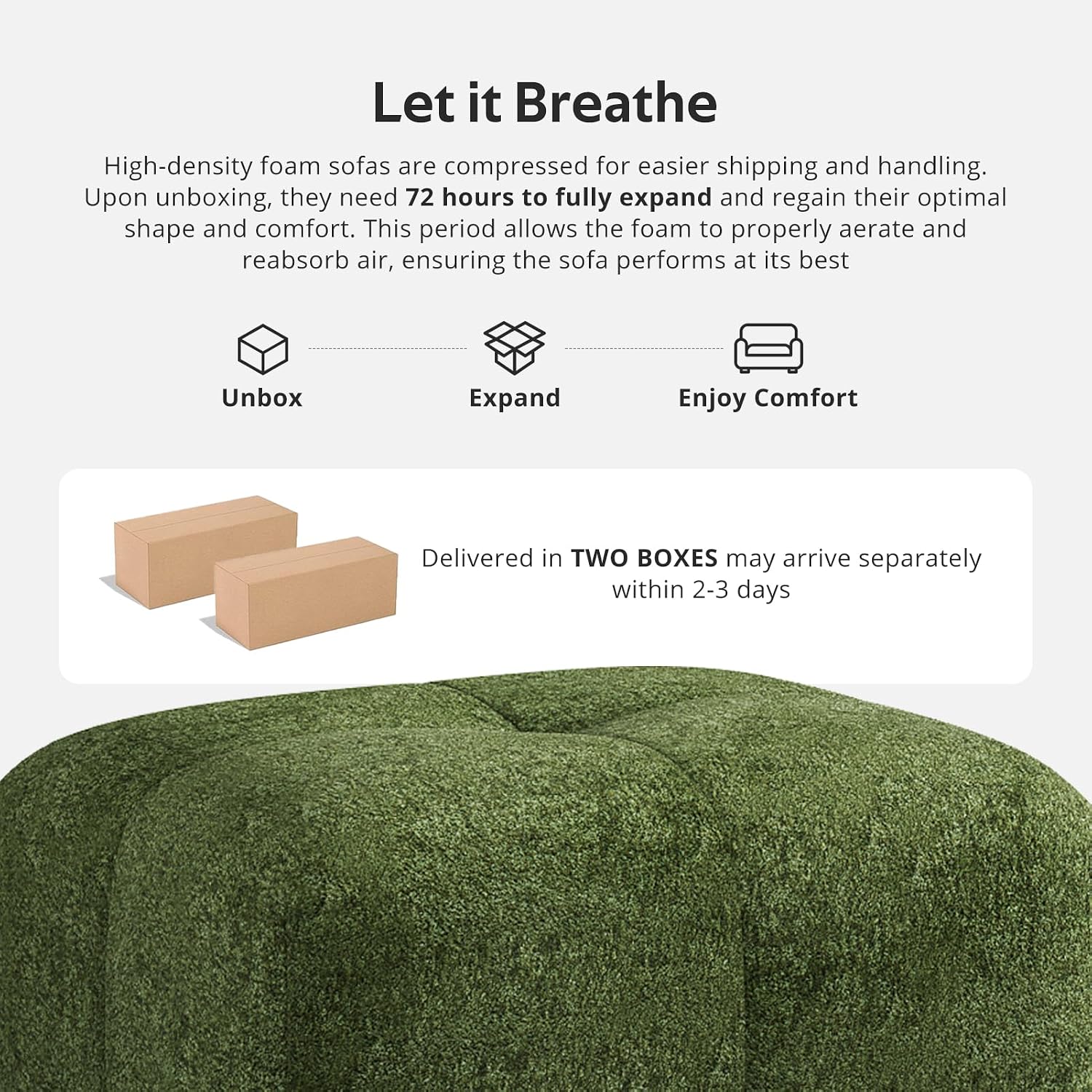 118'' Modern L-Shaped Modular Sectional Sofa for Living Room，Oversized 3-Seater Couch with Deep Seat and Movable Ottoman – No Assembly,Comfortable Chenille Fabric Boneless Sofa (Dark Green)