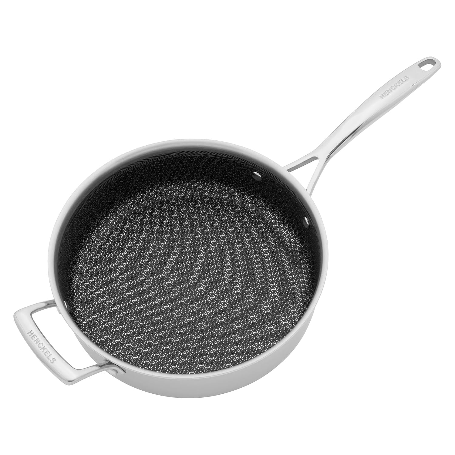 HENCKELS Paradigm 4-qt Saute Pan with Lid, Stainless Steel Nonstick Deep Saute Pan with Helper Handle, 3-Ply Clad Base for Induction Cooktop, Oven & Dishwasher Safe