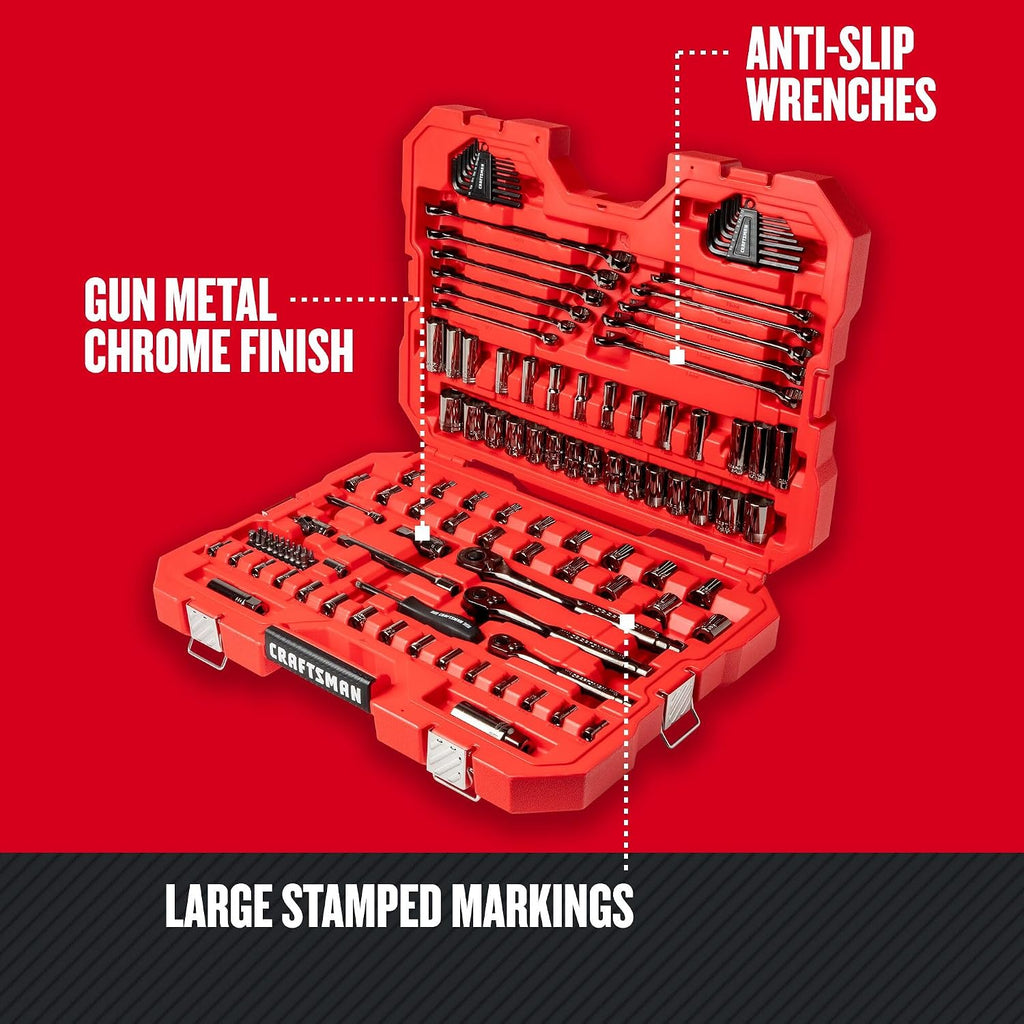 CRAFTSMAN Mechanics Tool Set, 1/4' & 3/8' & 1/2' Drive, SAE/Metric, 121 Piece (CMMT12033)