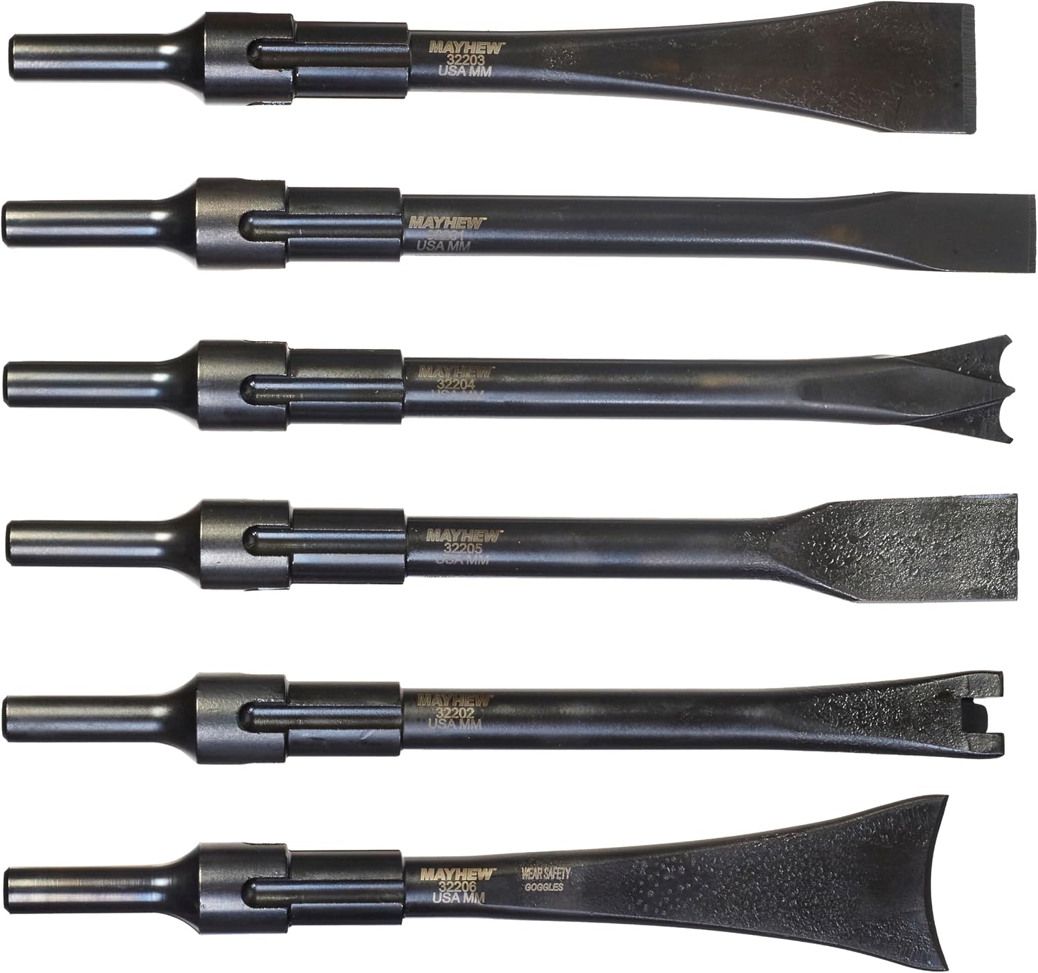 Mayhew Tools 32200 Pneumatic Tool Set, 6-Piece Non-Turning, Black Oxide Finish
