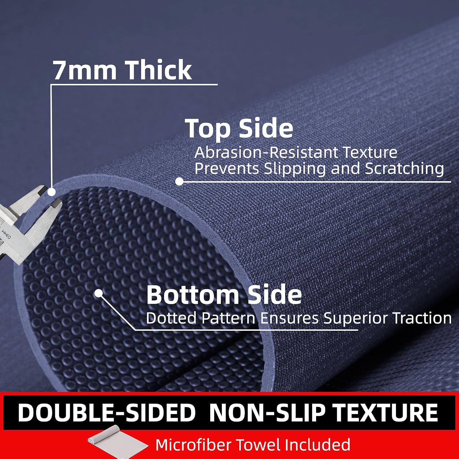 GymCope Large Exercise Mat for Home Workout,12'x6'/10'x6'/9'x6'/8'x6'/7'x5'/6'x4' (7mm) Extra Thick Workout Mat, High-Density Gym Mat for Cardio, Jump Rope, MMA, Weights (Shoe-Friendly)