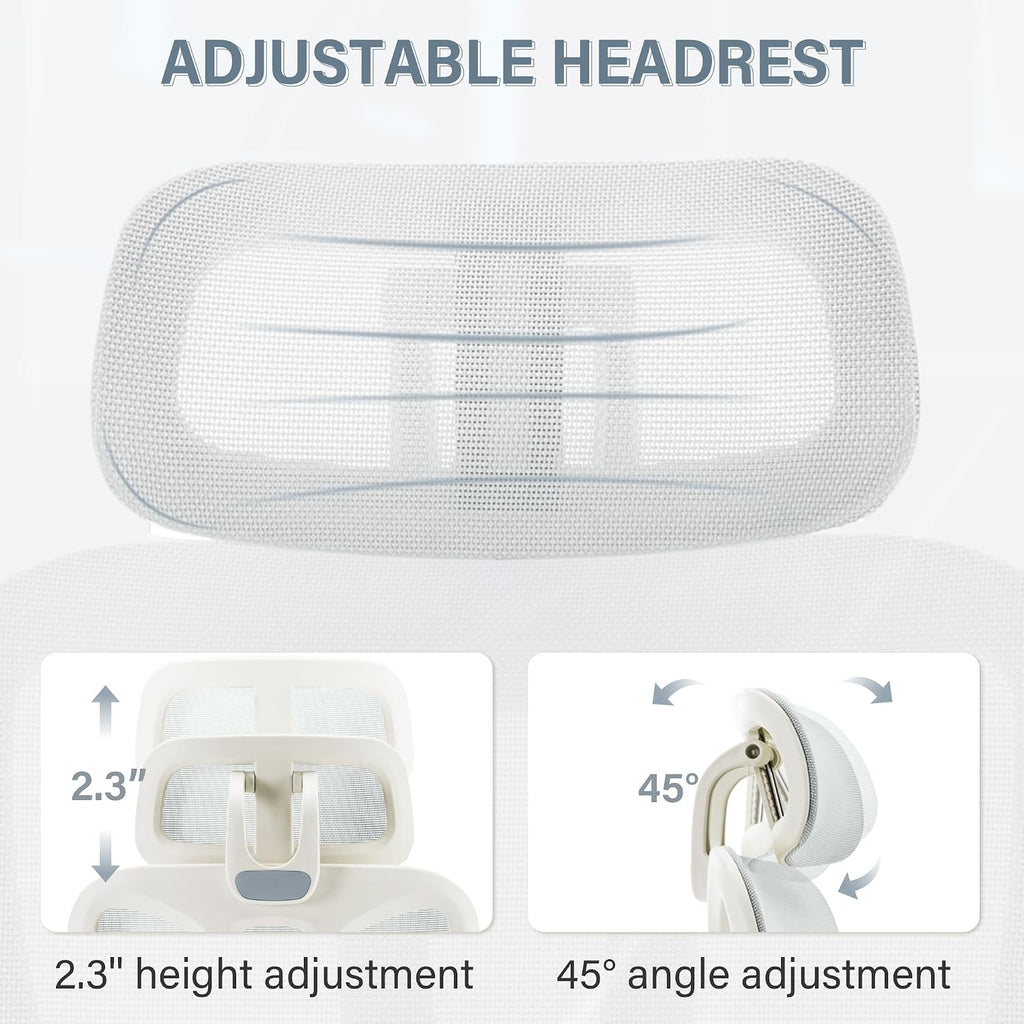 Ergonomic Mesh Office Chair with Retractable Footrest - High Back Computer Chair, Lumbar Support, Adjustable Armrest and Headrest, Durable Base - Multifunctional Home Office Desk Chair for Adults
