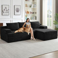 96' Cloud Sectional Couch with L-Shape Chaise, Modern Corduroy Boneless Couch for Living Room,Memory Foam Sofa with Deep Seat,No Assembly Required (Black,Right-Facing Chaise)