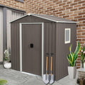 6x5 ft Outdoor Metal Storage Shed with Floor Foundation and Window, Lockable Galvanized Steel Tool Shed with Sliding Door and Air Vent, Waterproof Garden Storage House for Backyard, Patio