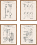 Poster Master 4-Piece Toilet Paper Rolls Blueprint Poster - Water Closet Patent Print - Toilet Art - Bathroom Art - Toilet Paper Art -Technical Drawing Art - Bathroom Decor, 16x20 Beige Framed