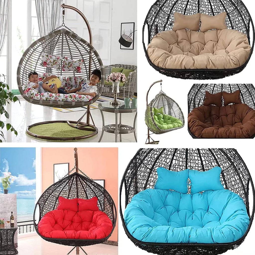 Replacement Double Egg Chair Cushion Outdoor Patio Wicker Loveseat Hanging Swing Egg Chairs for 2 Persons, Ideal for Patio, Backyard, Balcony - Hammock Swing Chair Cushion
