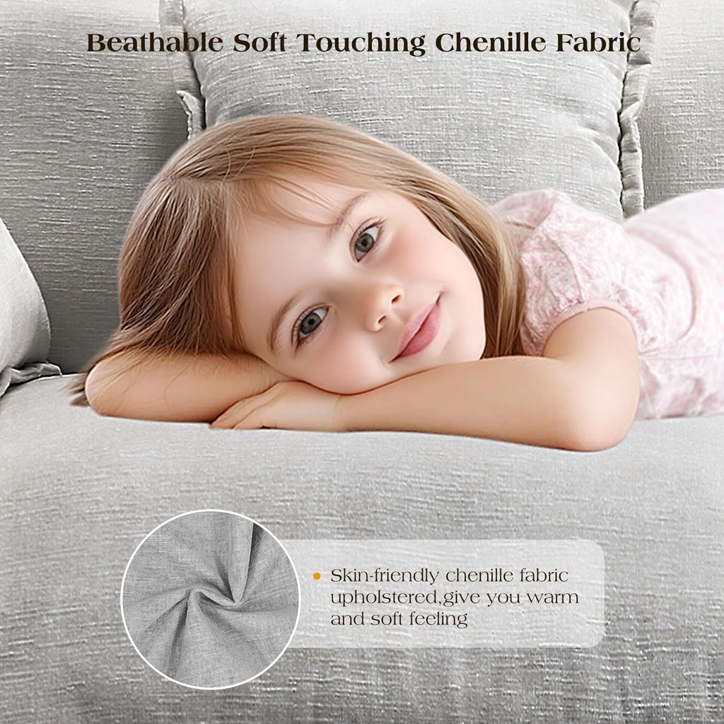 113.4' Modular Sectional Sofa,Cloud Couch for Living Room, Modern Deep Seat Sofa 3 Seater Chenille Fabric Comfy Couches with Throw Pillows for Apartment
