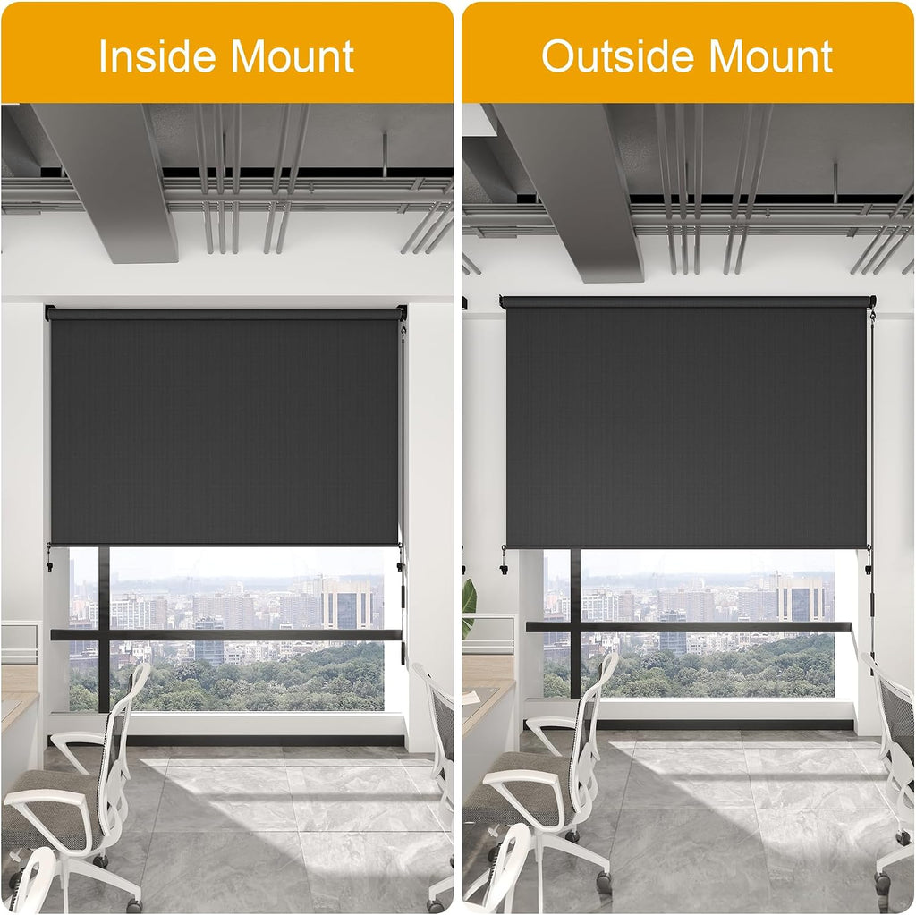 Outdoor Roller Shade (6'W X 6'H) 420GSM New Material with 95% UV Protection, Cordless Aluminum Patio Shade with Crank Handle, Outdoor Patio Blinds for Shading, Privacy Protection, Black