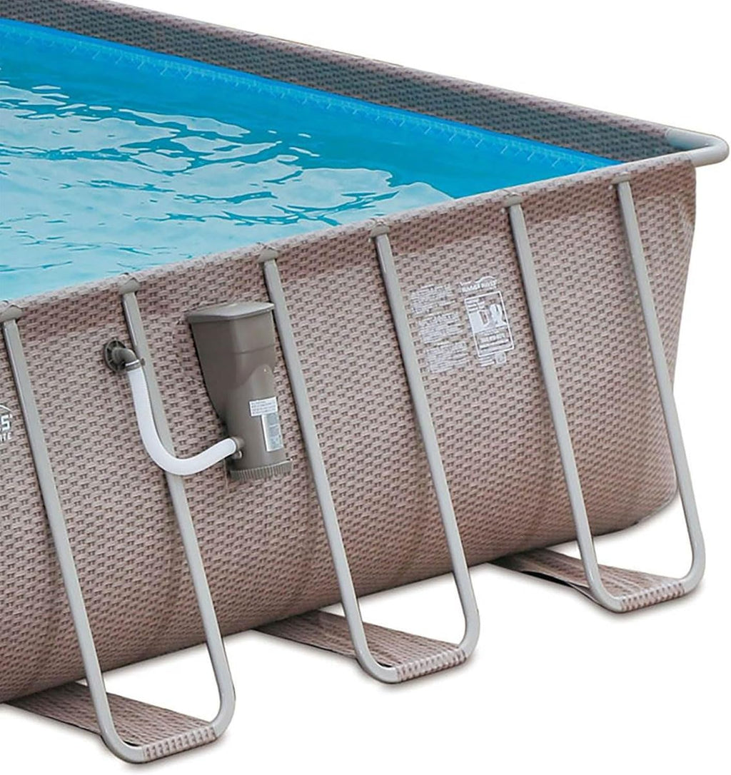 Summer Waves Elite 24' x 12' x 52' Outdoor Rectangular Frame Above Ground Swimming Pool Set with Filter Pump, Cover, Ladder and Ground Cloth, Brown