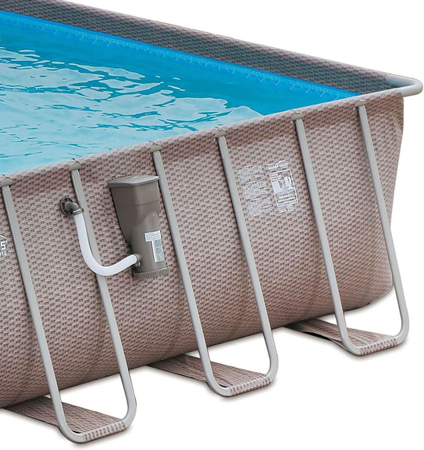 Summer Waves Elite 24' x 12' x 52' Outdoor Rectangular Frame Above Ground Swimming Pool Set with Filter Pump, Cover, Ladder and Ground Cloth, Brown