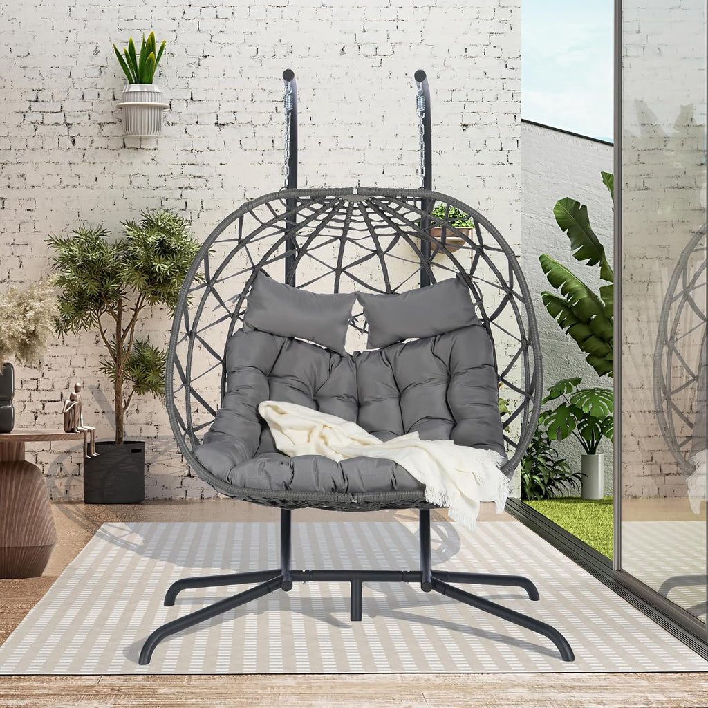Lazy Daze Hammocks 2 Person Outdoor Rattan Hanging Chair Patio Wicker Egg Chair