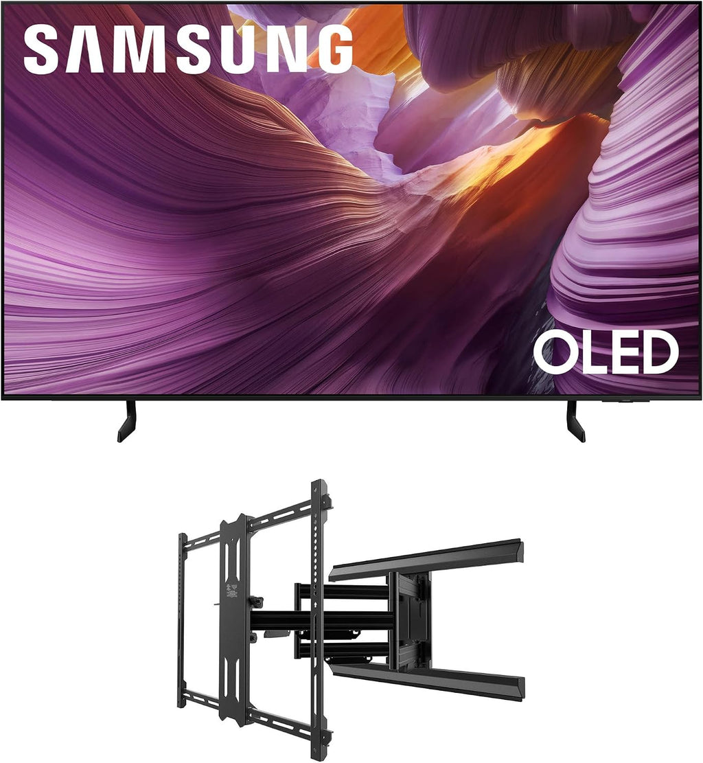 Samsung QN55S85FAFXZA 55 Inch OLED HDR 4K Smart TV with a Kanto PMX700 Pro Series Full Motion Dual Stud Mount (2025)