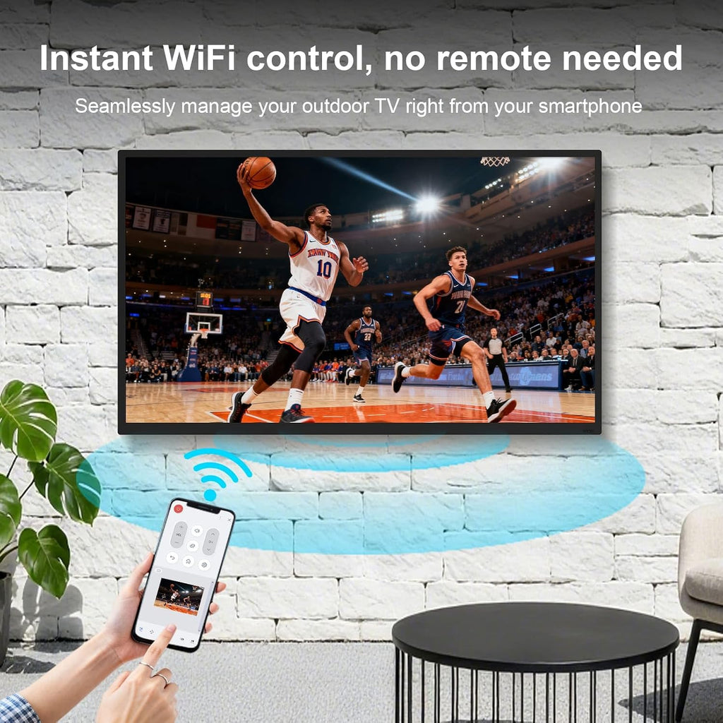 Outdoor TV, 65Inch 4K Outdoor Smart TV, 1000nits High Brightness Outdoor TVs, IP65 Waterproof TV, Voice Assistant Remote, Compatible with Dolby, Wide Viewing Angle Smart TV, Suitable for Partial Sun