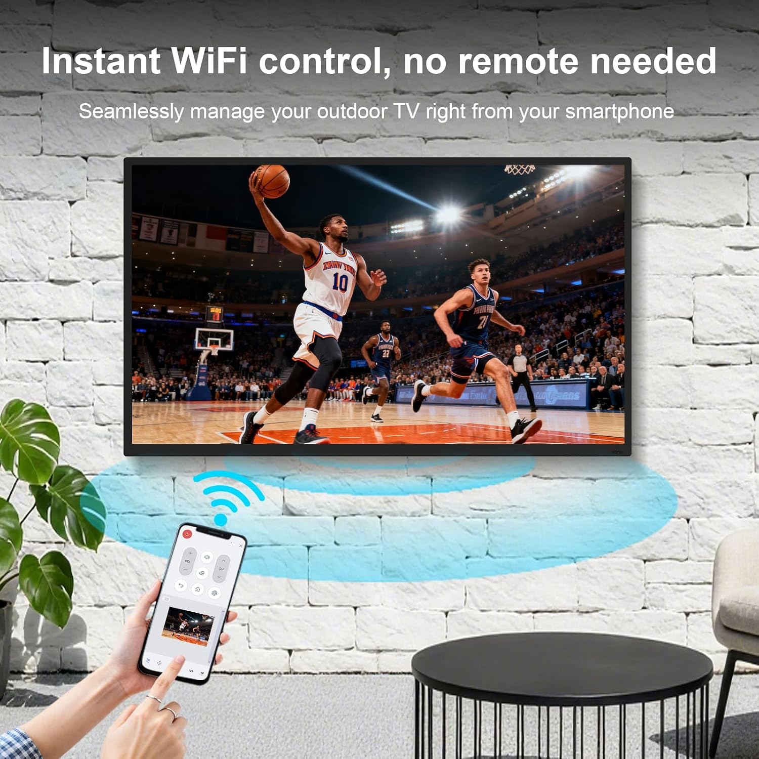 Outdoor TV, 65Inch 4K Outdoor Smart TV, 1000nits High Brightness Outdoor TVs, IP65 Waterproof TV, Voice Assistant Remote, Compatible with Dolby, Wide Viewing Angle Smart TV, Suitable for Partial Sun