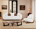 Morden Fort 2 Piece Cloud Couch Set, Modern Sherpa Boucle Sofa Set with Wood Legs, Skin-Friendly Minimalist Upholstered Comfy Couch Sofas for Living Room, 3-Seater Sofa & Tilt Back Chair, Off White