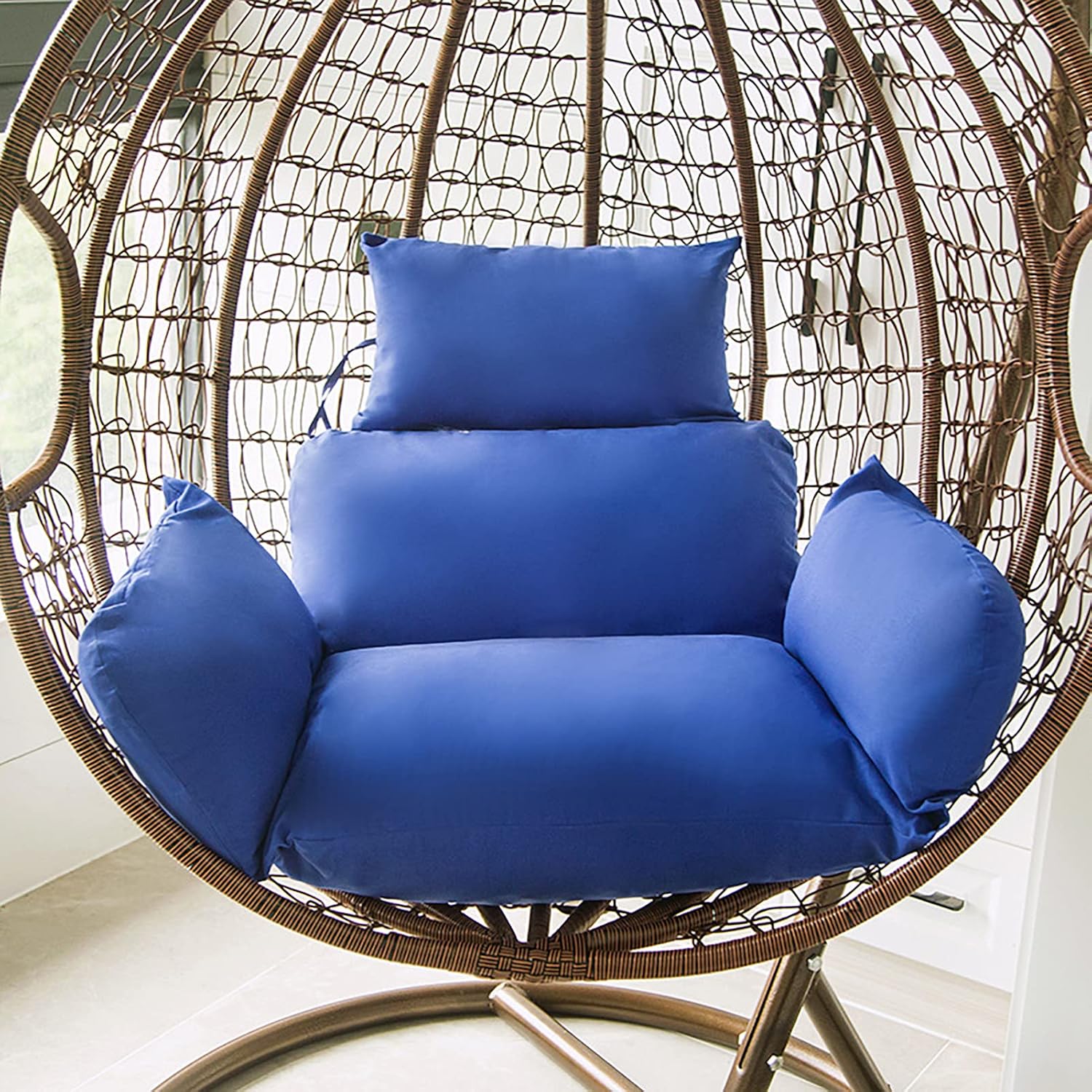 HUHJYUGE Egg Chair Cushion Replacement, Hanging Chair Cushion Only, Swing Cushion Outdoor, with Headrest, Zipper, Detachable, Skin-Friendly, Comfy, for Patio Garden