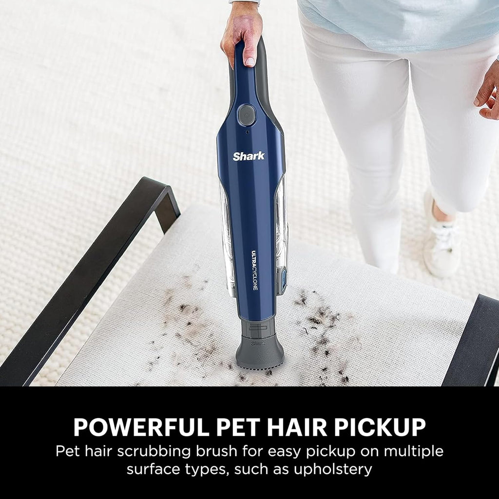 Shark CH964AMZ 2-in-1 Cordless & Handheld Vacuum Ultracyclone System, Ultra-Lightweight and Portable for Car and Home, Washable Filter, XL Dust Cup, Crevice Tool & Scrubbing Brush, Blue