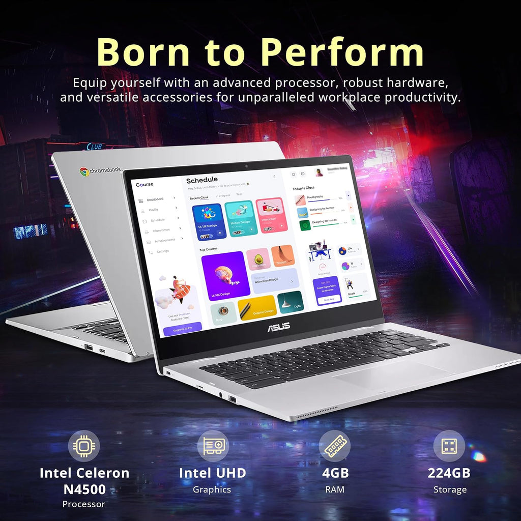 ASUS Chromebook CX1 14' FHD Laptop, Intel Celeron N4500, 4GB RAM, 224GB Storage (64GB eMMC+160GB Docking Station Set), Intel UHD Graphics, 720p Wecam, WiFi 6, Chrome OS, Silver