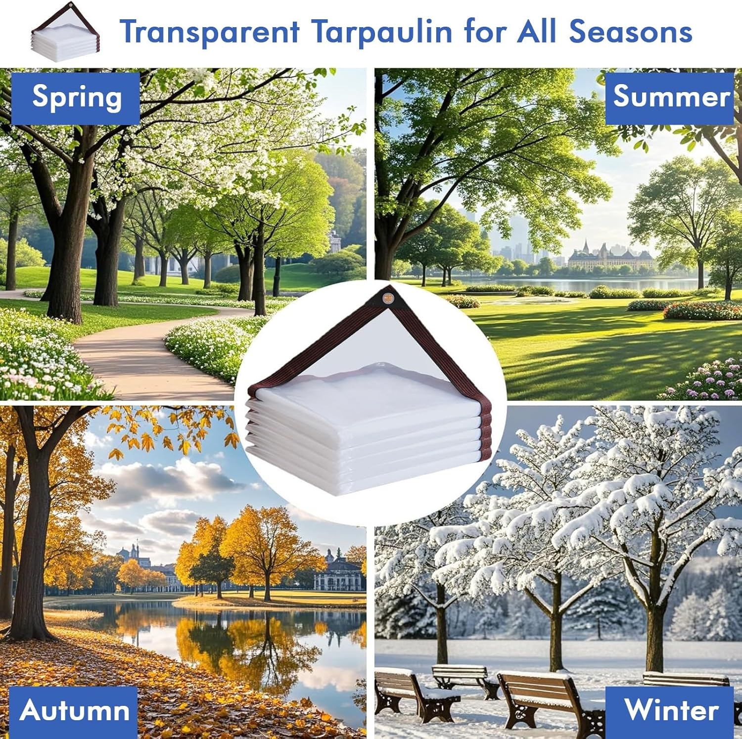 Clear Waterproof Cover Tarp Plastic Tarps, 14x18 FT Dustproof Rainproof Tarpaulin Transparent Waterproof PVC Heavy Duty, Garden Rainproof Clear Poly Tarp Plant Cover Shed Cloth