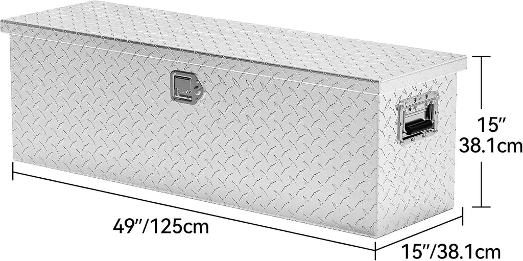 YITAMOTOR 48 Inch Truck Bed Tool Boxes Heavy Duty Aluminum with Sliding Shelf, Diamond Plate ToolBox for Pick Up Truck RV Trailer, Chest Storage Organizer with Lock and Keys