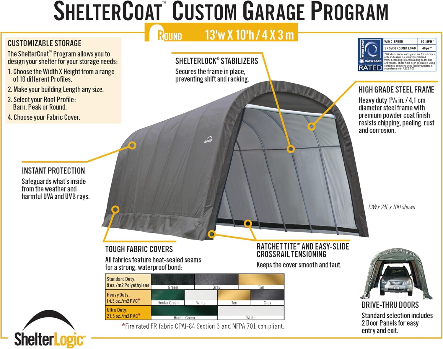 ShelterLogic 74332 Grey 12'x24'x10' Round Style Shelter