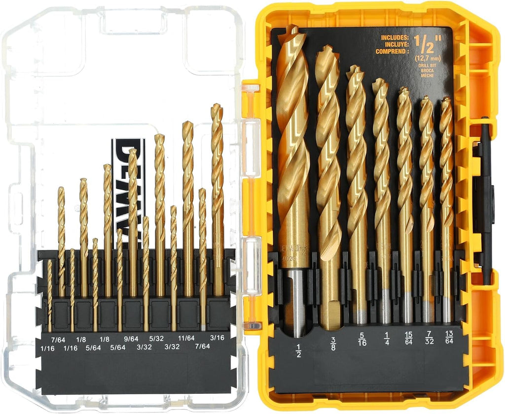DEWALT Titanium Nitride Coated Drill Bit Set, Pilot Point, 21-Piece (DW1361), Pack of 5