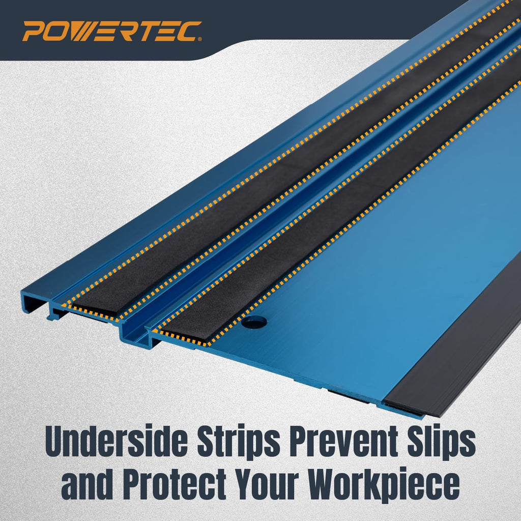 POWERTEC 72153 110' Track Saw Guide Rail Joining Set for Milwaukee Track Saws | Includes 2x55 Aluminum Guide Rails and (2) Guide Rail Connectors for Woodworking Projects