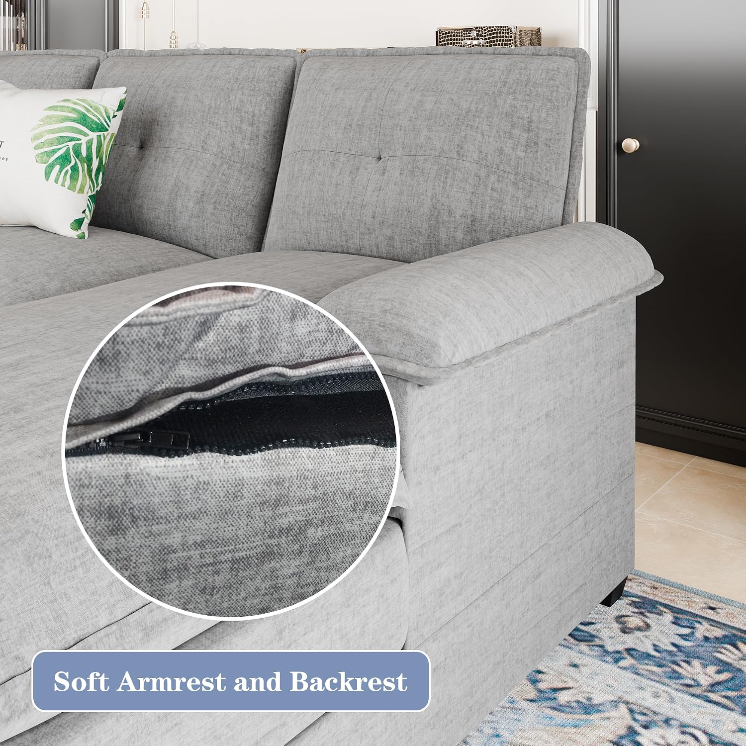 U Shaped Sectional Couches for Living Room,110' Modern Big Sofa Couch with Double Chaise,4 Seat Modular Sofa Couches with Thick Cushion & Soft Backrest