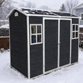 8x4 FT Resin Storage Sheds Outdoor with Floor Included, Plastic Sheds & Outdoor Storage Clearance with 2 Windows and Lockable Door, Backyard Storage Sheds for Bike, Garden Tools