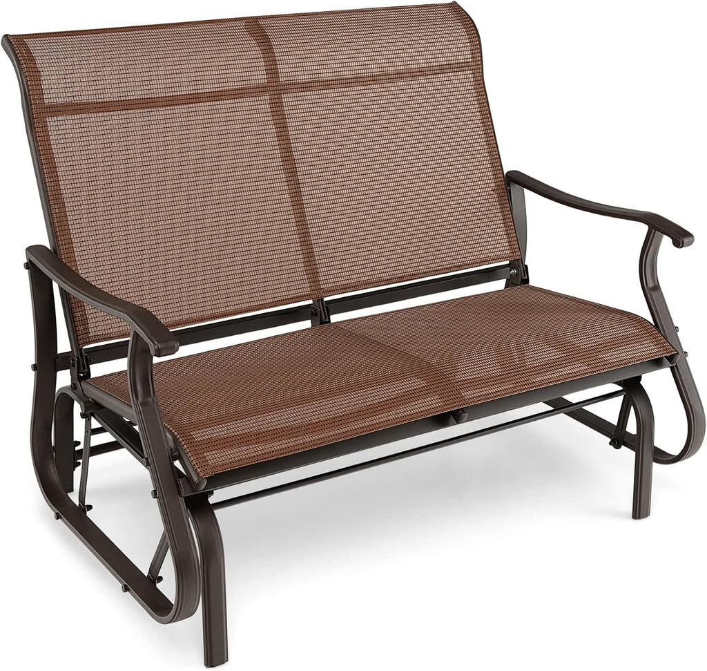 Giantex Outdoor Glider Bench Chair - Extra-Large 2 Person Loveseat with Breathable Fabric, Steel Frame, 660lbs Weight Capacity Swing Chair for Lawn, Yard, Poolside, Garden, Patio Swing Glider Chair