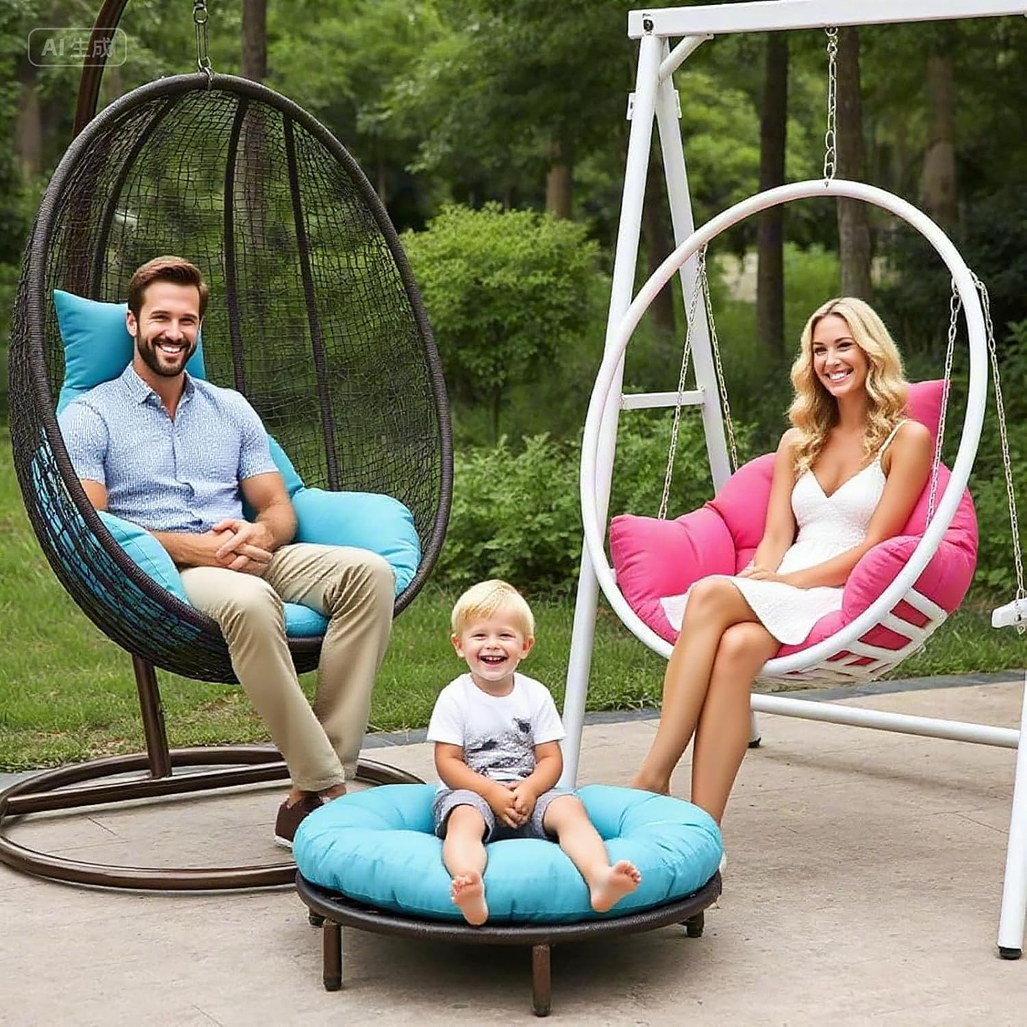 Waterproof Outdoor Hanging Chair Cushion, Washable Swing Seat Cushion for Patio & Garden, 120cm Rocking Chair Cushion, Perfect for Relaxing & Comfort,Yellow-120cm