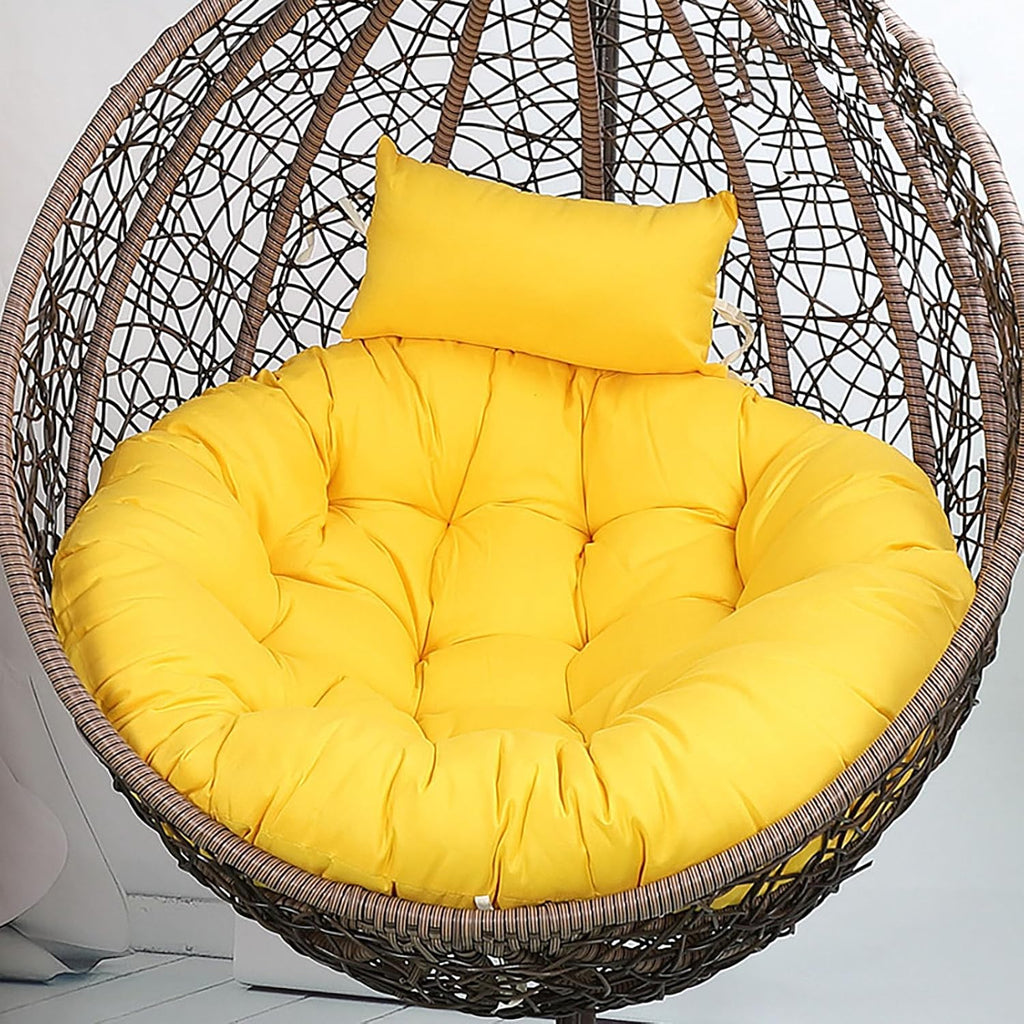 Waterproof Outdoor Hanging Chair Cushion, Washable Swing Seat Cushion for Patio & Garden, 120cm Rocking Chair Cushion, Perfect for Relaxing & Comfort,Yellow-120cm