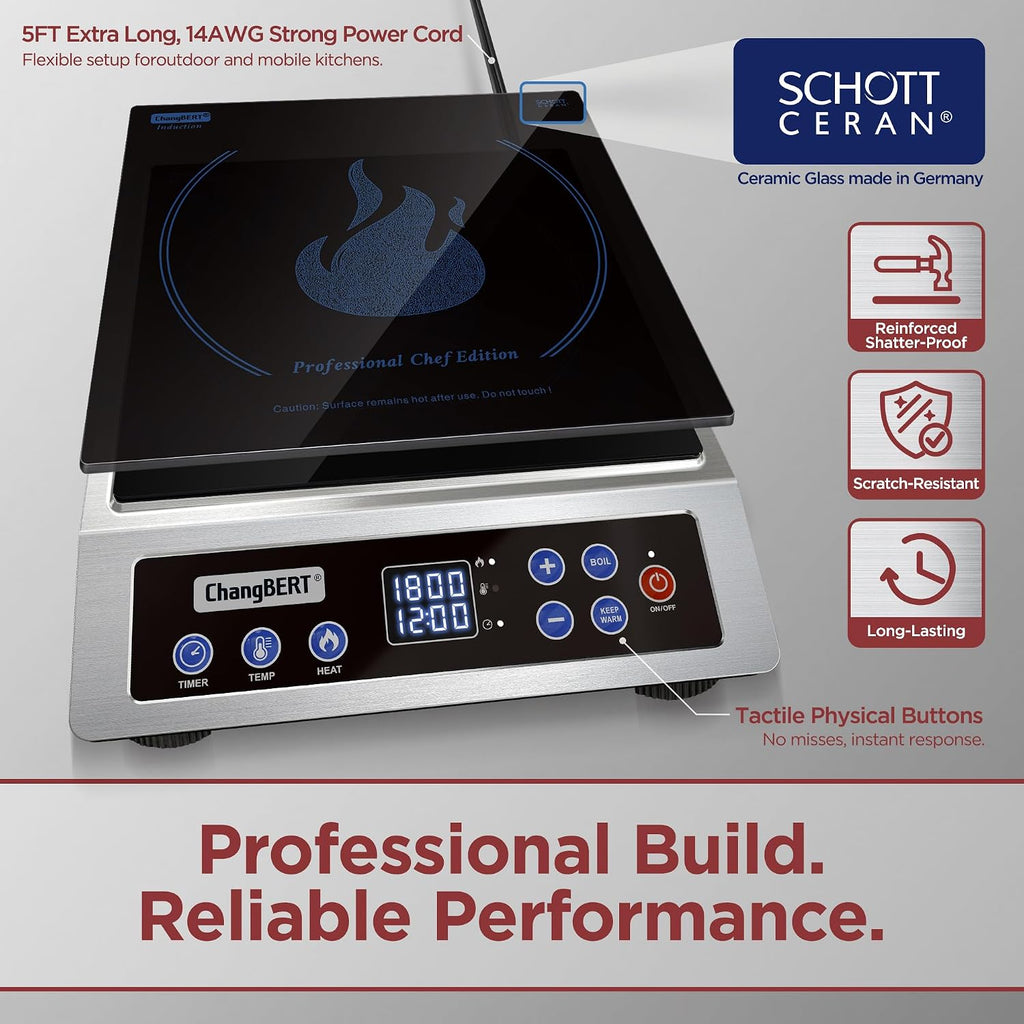 ChangBERT Portable Induction Cooktop & nduction Cooktop NSF Certified Professional Chef Edition Stove