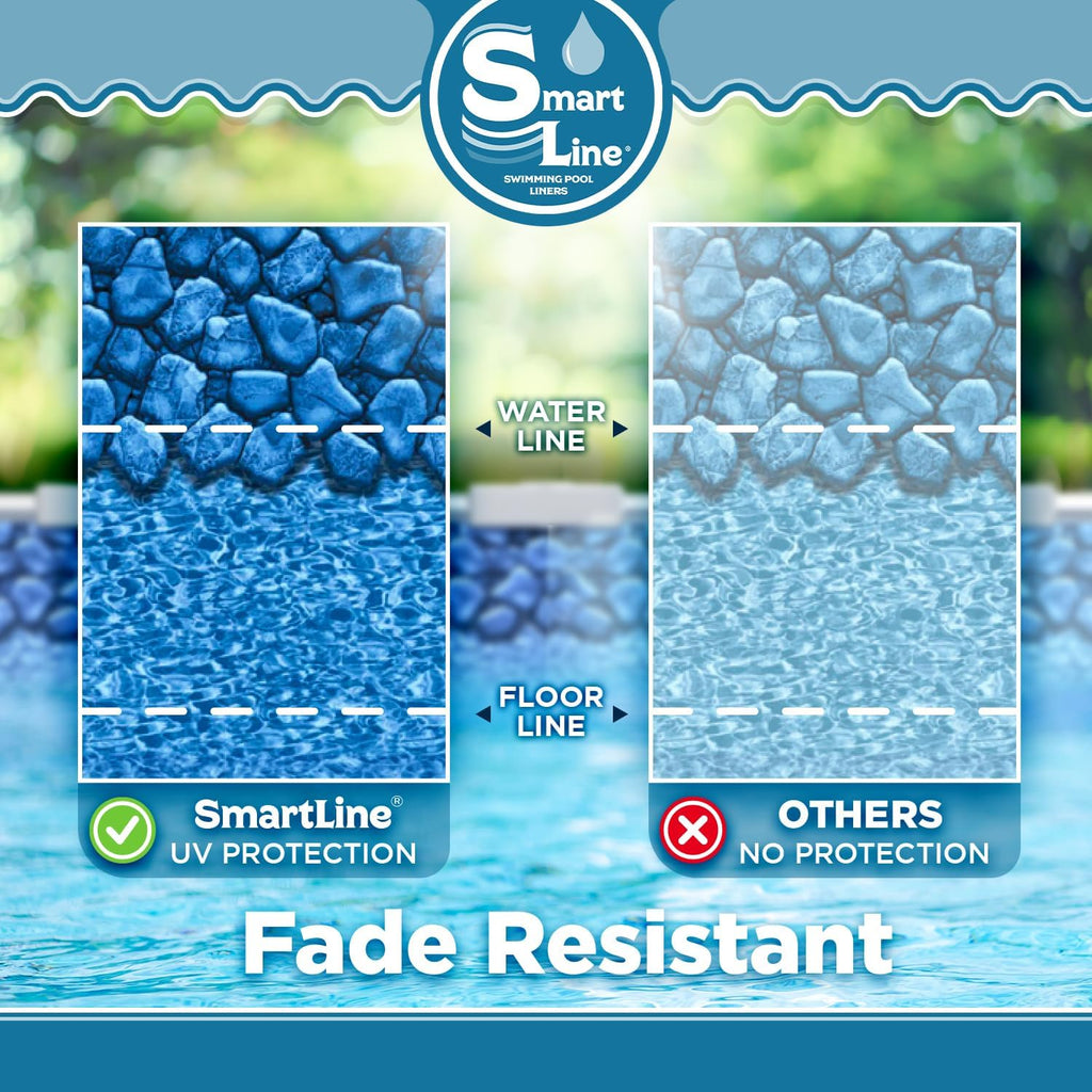 Smartline 18 ft x 34 ft Oval Swimming Pool Liner | Boulder Swirl | Overlap Style | 48-52 Inch Wall Height | 20 Gauge Vinyl | for Steel Sided Above Ground Pools | Gasket Kit Included