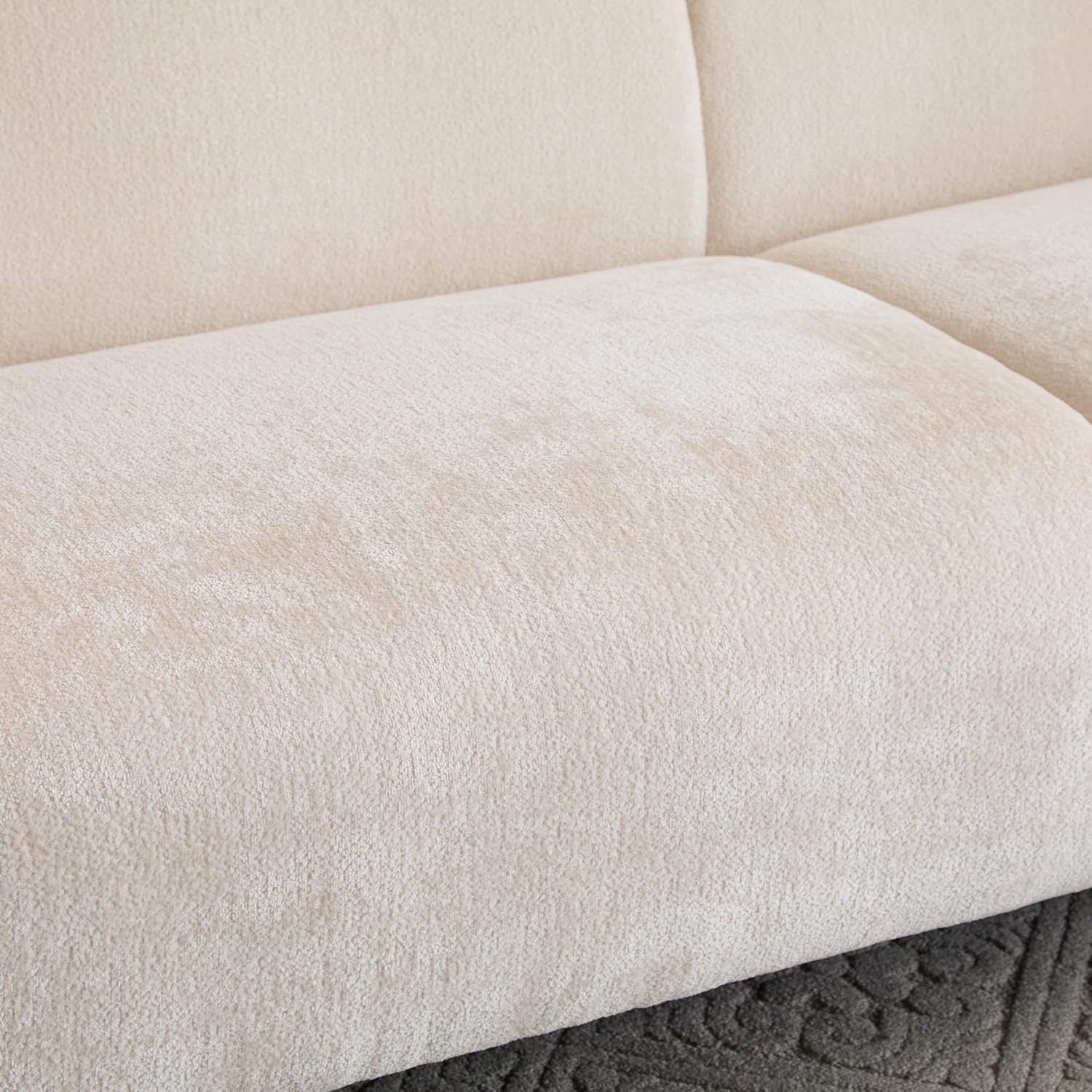 Christopher Knight Home Carine 83'' Sofa Couch, Cozy Boucle Fabric Upholstered 3-Seater Seating Sofa, Comfy Couches for Living Room and Office, Modern Oversized Loveseat, Curved Wave Design, Beige